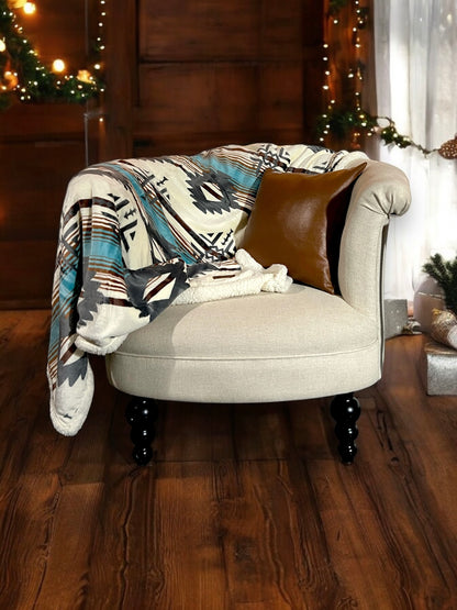 CHRISTMAS SHERPA THROW BLANKET (BLUE)